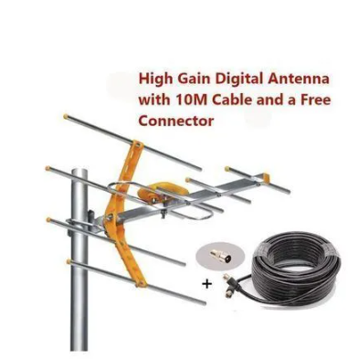 High Gain Digital TV Aerial Antenna – Indoor/Outdoor HD DVB-T2 Free-to-Air Signal Booster for Smart & Digital TVs Kenya Designed to capture all signals for all Free-to-Air local and international