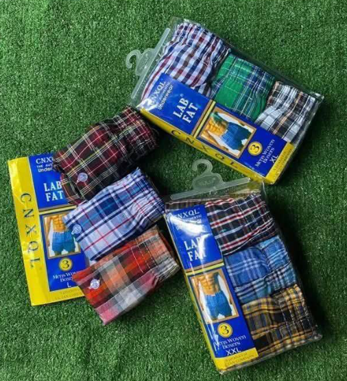 Generic 3Pcs Finest Quality Pure Cotton Checked Men's Boxers Very Comfortable Plaid Men Underwear