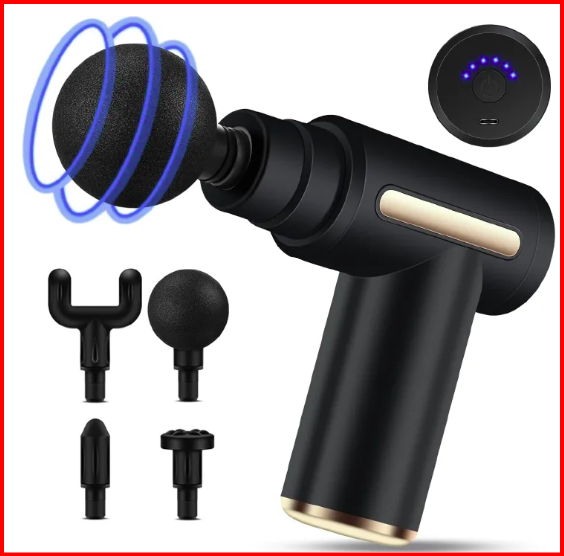 Mini Massage Gun, Percussion Deep Tissues Muscle Massager Gun with 6 Speeds, Type-C Charging, 35DB Ultra Quiet, Portable Electric Handheld Body Massager for Back Neck Pain Relief