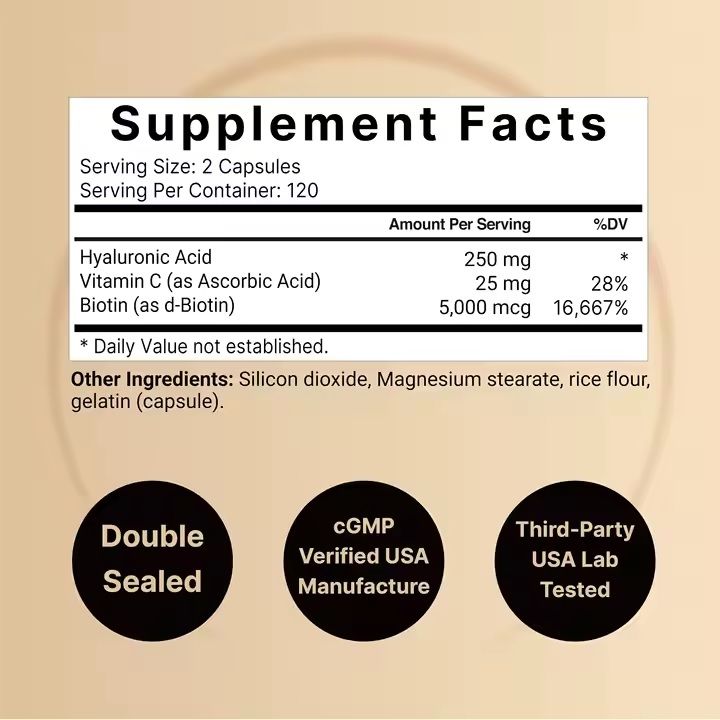 Hyaluronic Acid Capsules – Skin, Hair & Anti-Aging Support 240’s