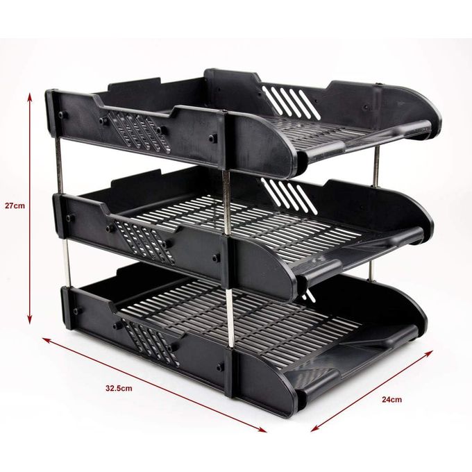 Stackable 3 Tier Office Filing Trays A4 Document Desk Riser Letter Paper Storage Organiser Magazine Rack Storage