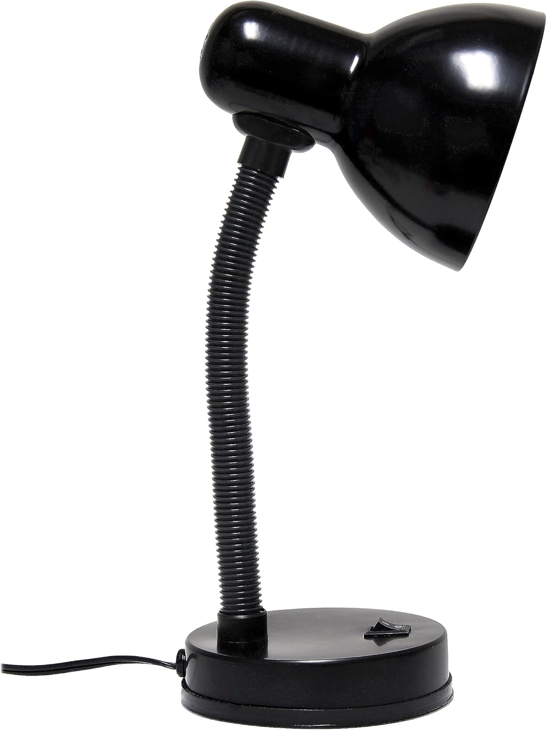Simple Designs LD1003-BLK Basic Metal Desk Lamp with Flexible Hose Neck for Office, Living Room, Bedroom, College Dorm, Bookshelf, Black