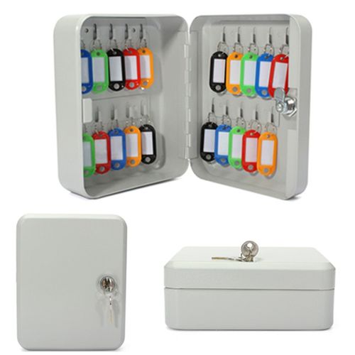 Hook Metal Wall Mount Lockable Security Metal Key Cabinet Storage Box Safe Storage-24 keys