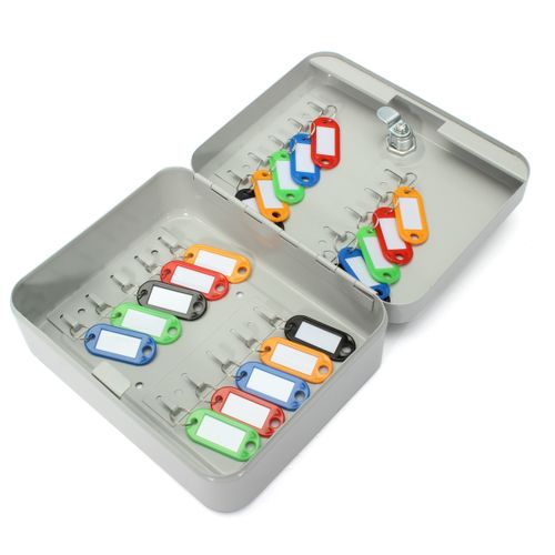 Hook Metal Wall Mount Lockable Security Metal Key Cabinet Storage Box Safe Storage-24 keys