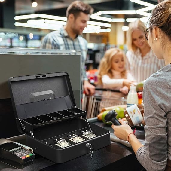Cash Box with Lock and 2 Keys-12inch