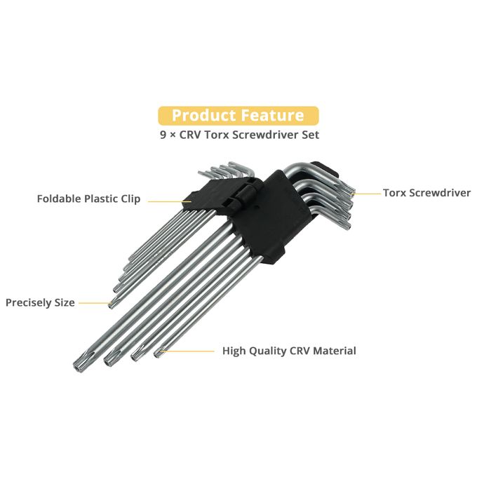 Torx Allen Key Wrench Set With Hole T10-T50 9PCs