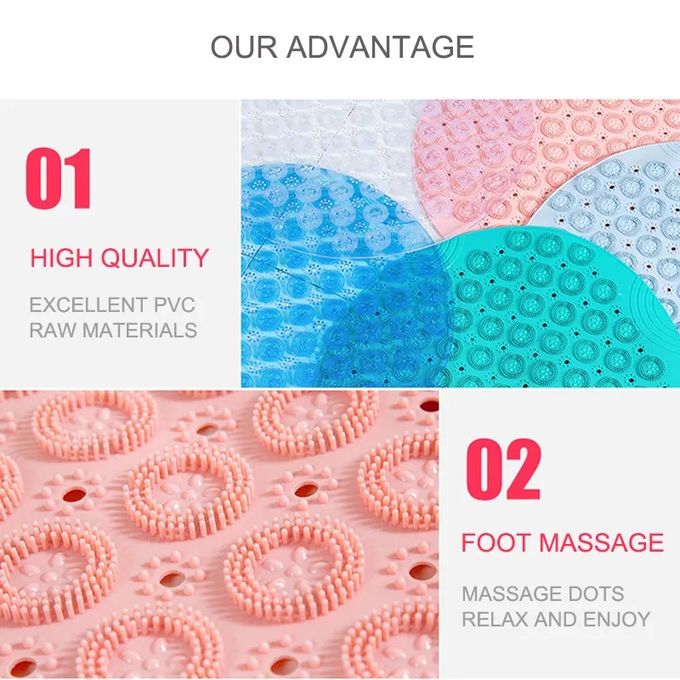 Round Anti-Slip Shower Bath Mats Bathroom Mat- Perforated Bathroom Fixtures