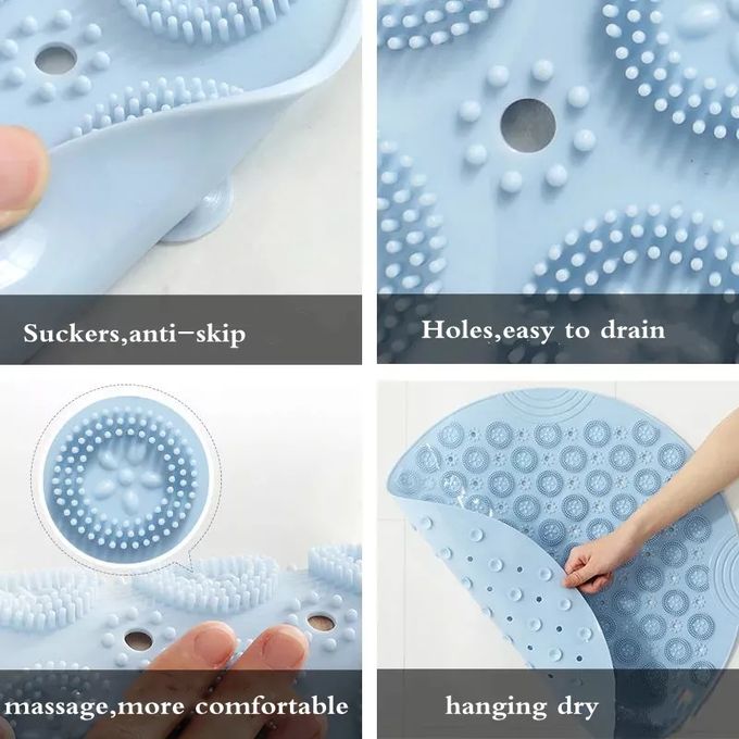 Round Anti-Slip Shower Bath Mats Bathroom Mat- Perforated Bathroom Fixtures