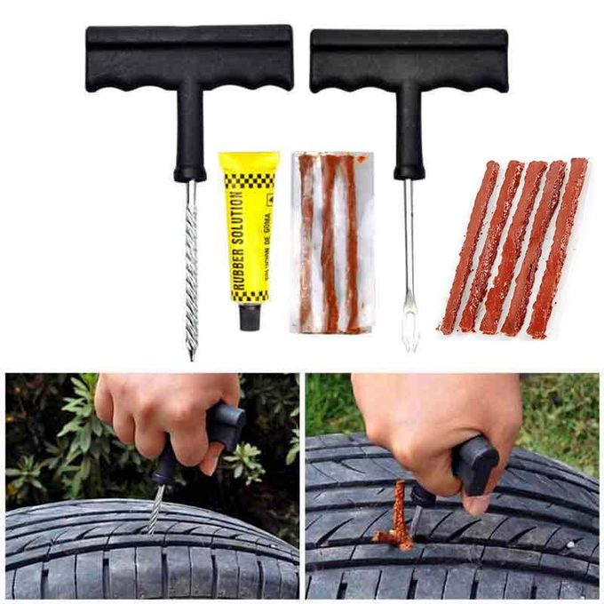 18pcs Wholesale Tubeless Tyre Puncture Repair Kit With 15 Strips for Motorcyles, Cars, Vans, Trucks, SUVs, Tractors Tire Repair Set Cars, Motorcycle Tyre Repair Kit