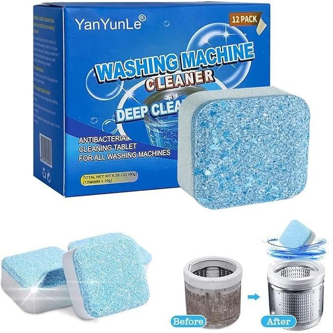 12PCS Box Washing Machine Cleaning Tablets Deep Cleaning Washing Machine Cleaners Remove Odor Deodorize & Remove Mold Washing Machine Decontamination