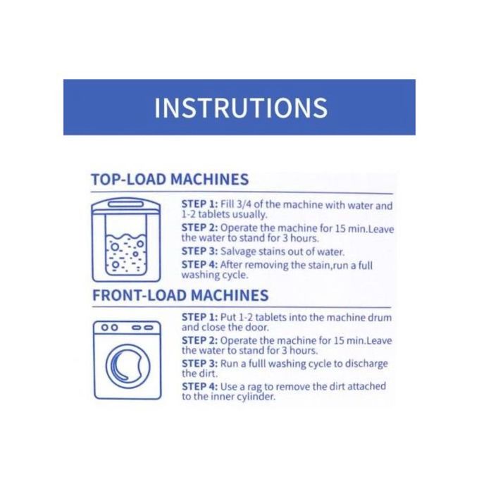 12PCS Box Washing Machine Cleaning Tablets Deep Cleaning Washing Machine Cleaners Remove Odor Deodorize & Remove Mold Washing Machine Decontamination