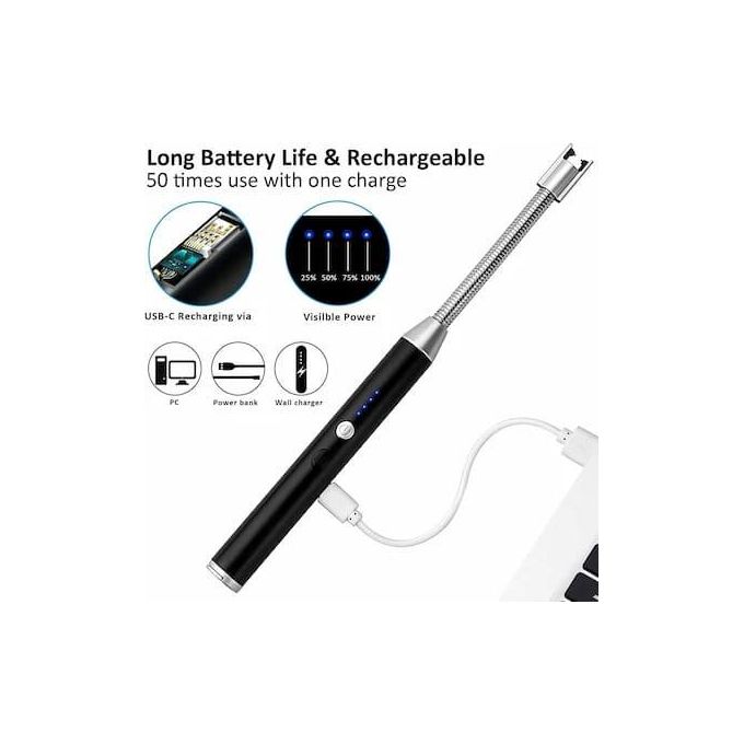 USB Rechargeable Electronic arc BBQ lighter Windproof, Flameless Ignition Lighter for Kitchen, Barbecue, Candles, Camping Fire place, Gas Stove Lighter