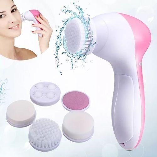 5 In 1 Beauty Care Brush Massager Scrubber Face Skin Care Electric Facial Cleanser