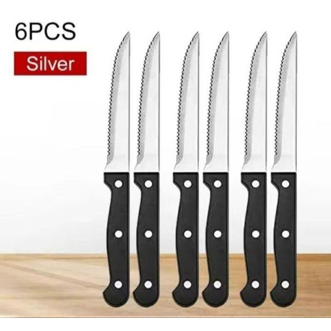 6pcs Stainless Steel Serrated Steak Knife for cutting Fruits, Butter spread ,Meat