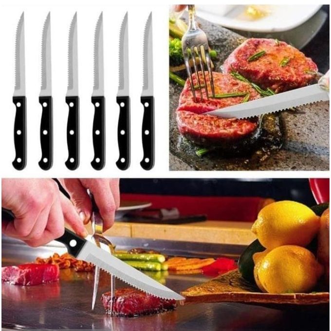6pcs Stainless Steel Serrated Steak Knife for cutting Fruits, Butter spread ,Meat