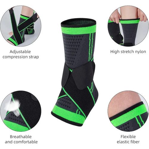 Ankle Support Brace, Breathable Ankle Compression Sleeve with Adjustable Wrap,Elastic Ankle Braces Stabilizer for Plantar Fasciitis,Achilles Tendonitis,Sprained Ankle Pain Swelling Relief (Single)-1pc