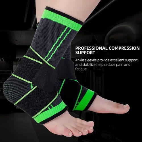 Ankle Support Brace, Breathable Ankle Compression Sleeve with Adjustable Wrap,Elastic Ankle Braces Stabilizer for Plantar Fasciitis,Achilles Tendonitis,Sprained Ankle Pain Swelling Relief (Single)-1pc
