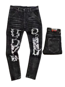 Black Jeans for Men-Ripped/Ragged (Slim fit). Size 30.