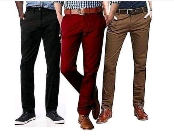Khaki Trousers For Men-Slim Fit. Soft Khaki. Stretchy & Comfortable. Sizes: 30-40.