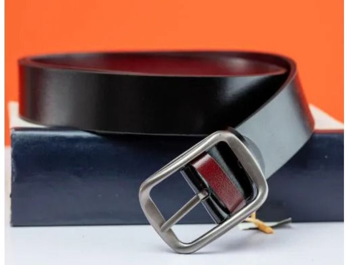 Men's Leather Belt - Double Sided (2 In 1). Color: Black & Brown (2 Sided).