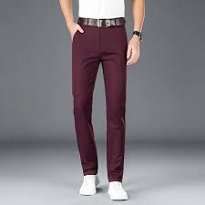 Official Trousers For Men (Maroon)-Slim Fit. Stretchy & Comfortable. Sizes: 30-36.