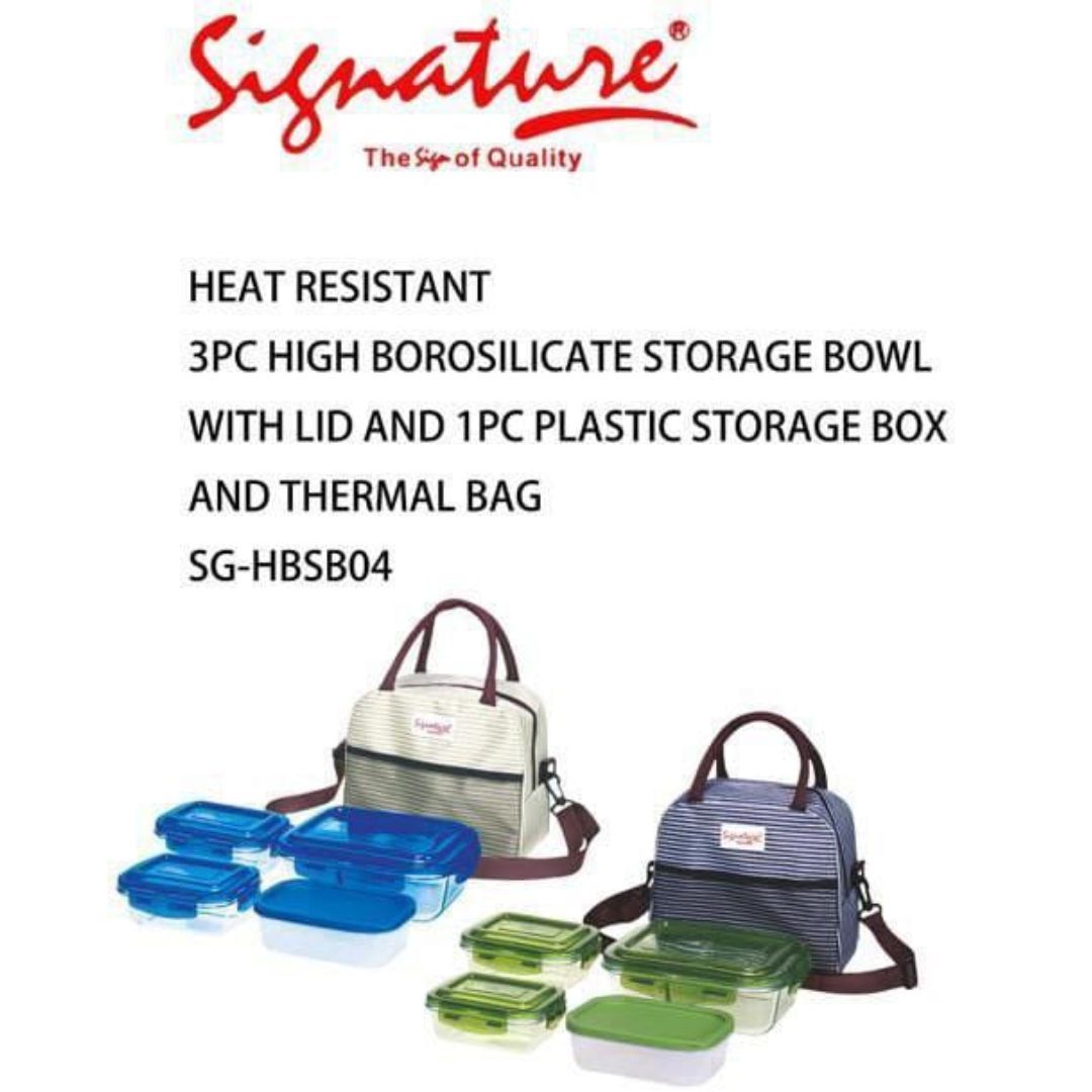 3PCs Glass Lunch Box + 1 Storage Box with Thermal Bag