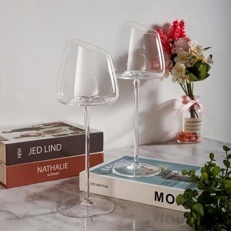 350ML 2pc (Pair) Slanted Medium Capacity  Crystal Wine Glass