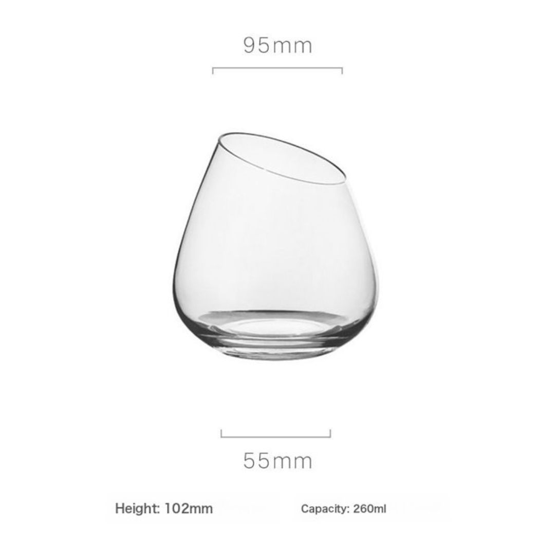 350ML 2pc (Pair) Slanted Medium Capacity  Crystal Wine Glass