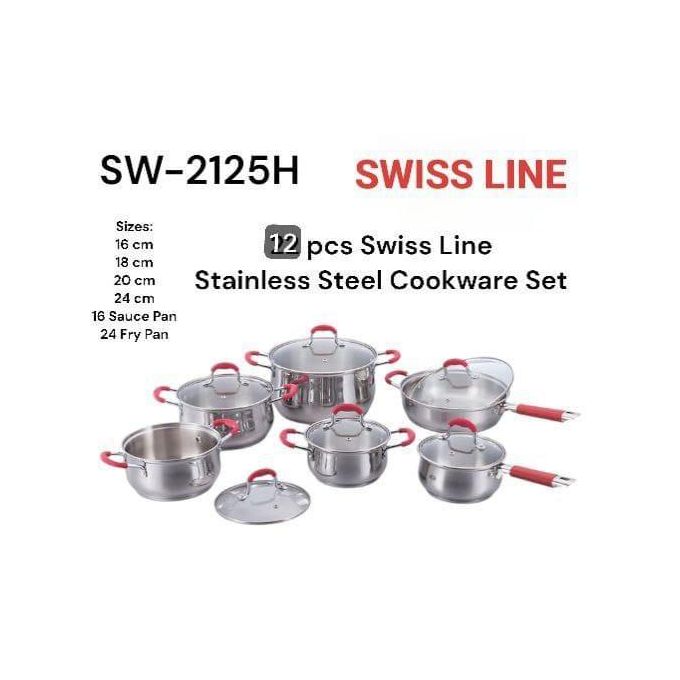 SWISS LINE 12PCS Stainless Steel Cookware set