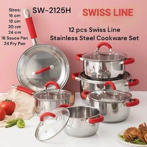 SWISS LINE 12PCS Stainless Steel Cookware set