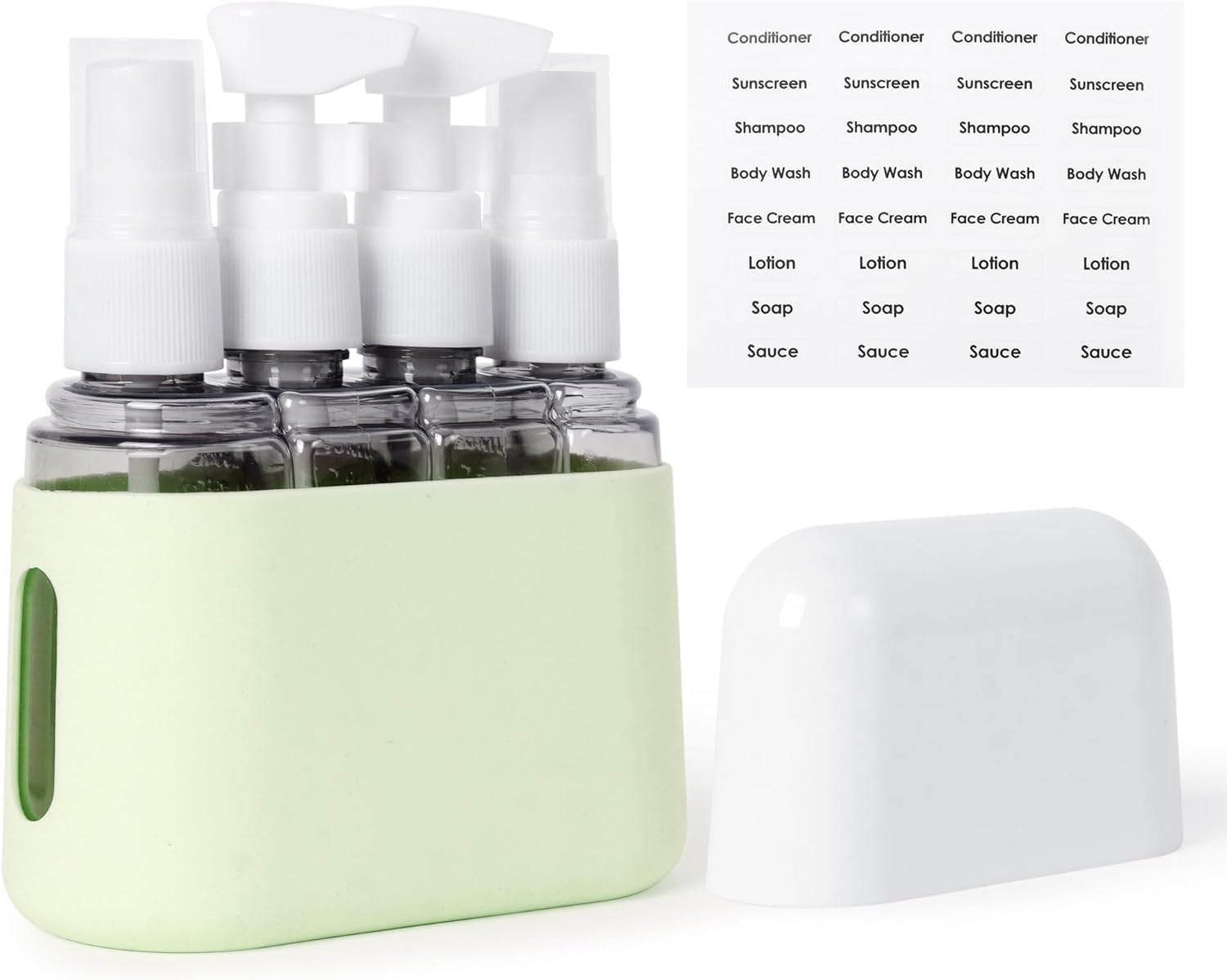 4 in1 50ml Travel Bottle set With Labels and Storage Box for Shampoo/Spray/ Lotion/ Sunscreen