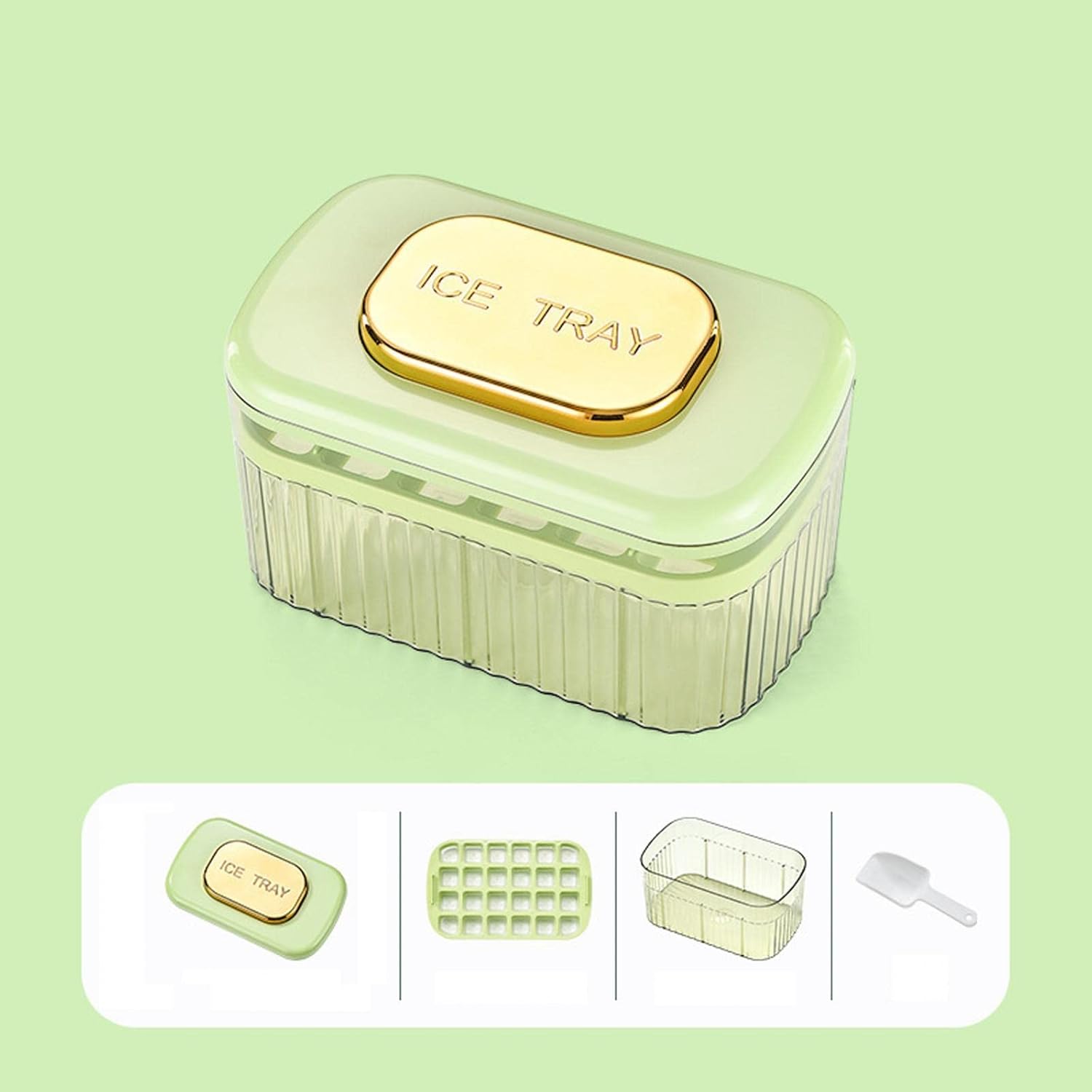 48 Grid Multilayer Ice Cube/Maker Tray/Box With  Top Press Cover and Shovel for Drinks/Cocktails/Whisky