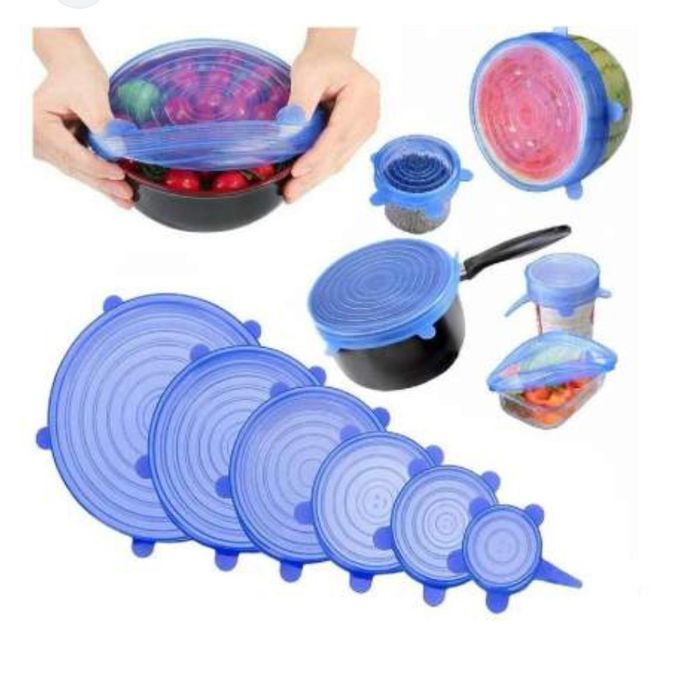 6PCs Reusable Microwave & Freezer Safe Silicone Food Covers