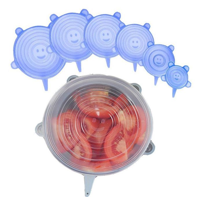 6PCs Reusable Microwave & Freezer Safe Silicone Food Covers