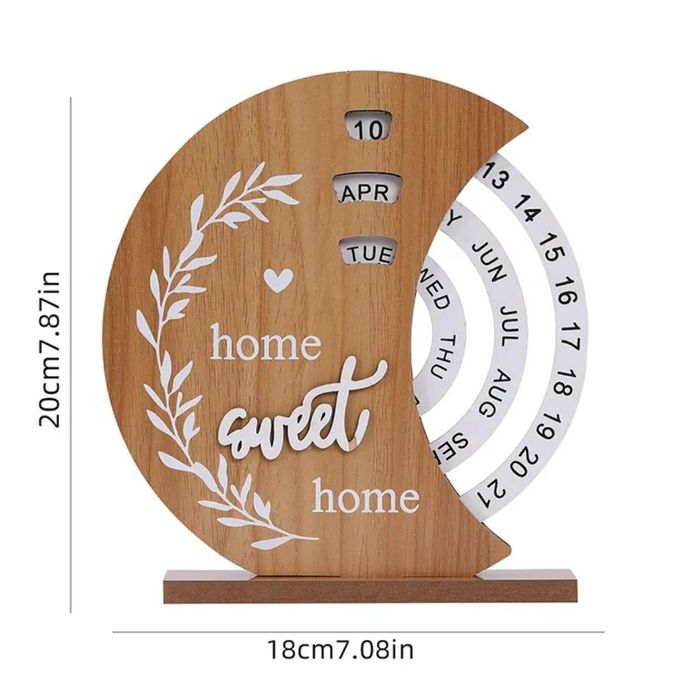 Creative Wooden Perpetual Calendar or Ornaments Manual Rotating Turntable Calendar for Home Decoration or Office Desk