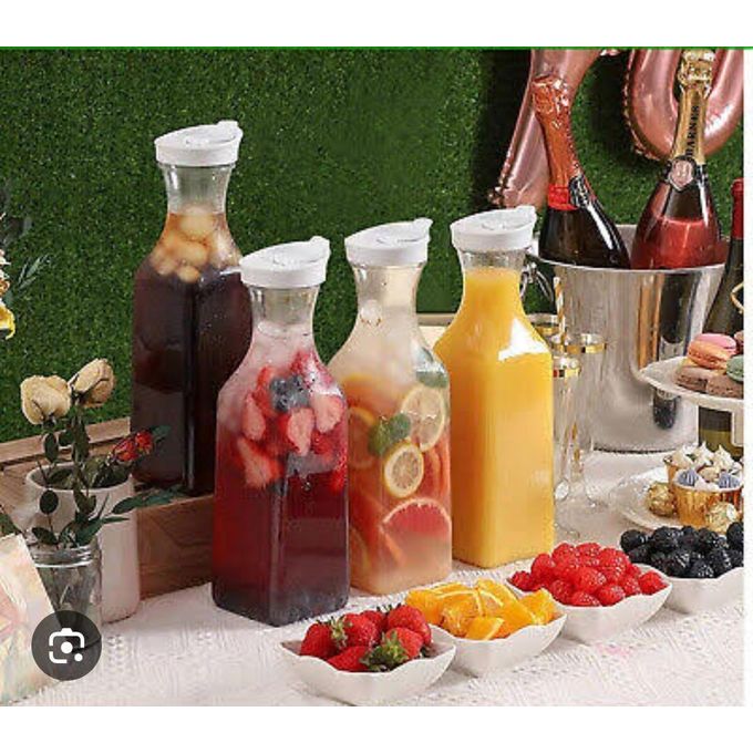 1.5L Easy Pour Juice Carafe with  Airtight Lids Drink Pitcher for Fridge Storage, Milk Container, Beverage Bottles