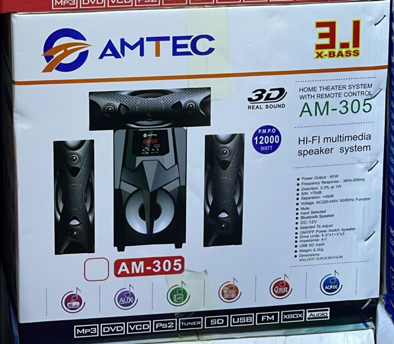 3.1 Hi-fi Multimedia Speaker System or Home Theatre System with Remote Control
