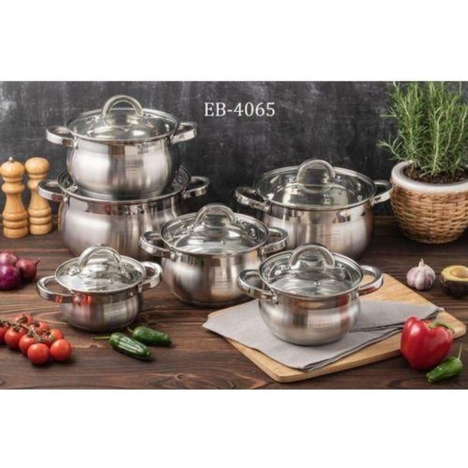 Edenberg 12pcs Dish Washer Safe and Stainless Steel Cookware Set