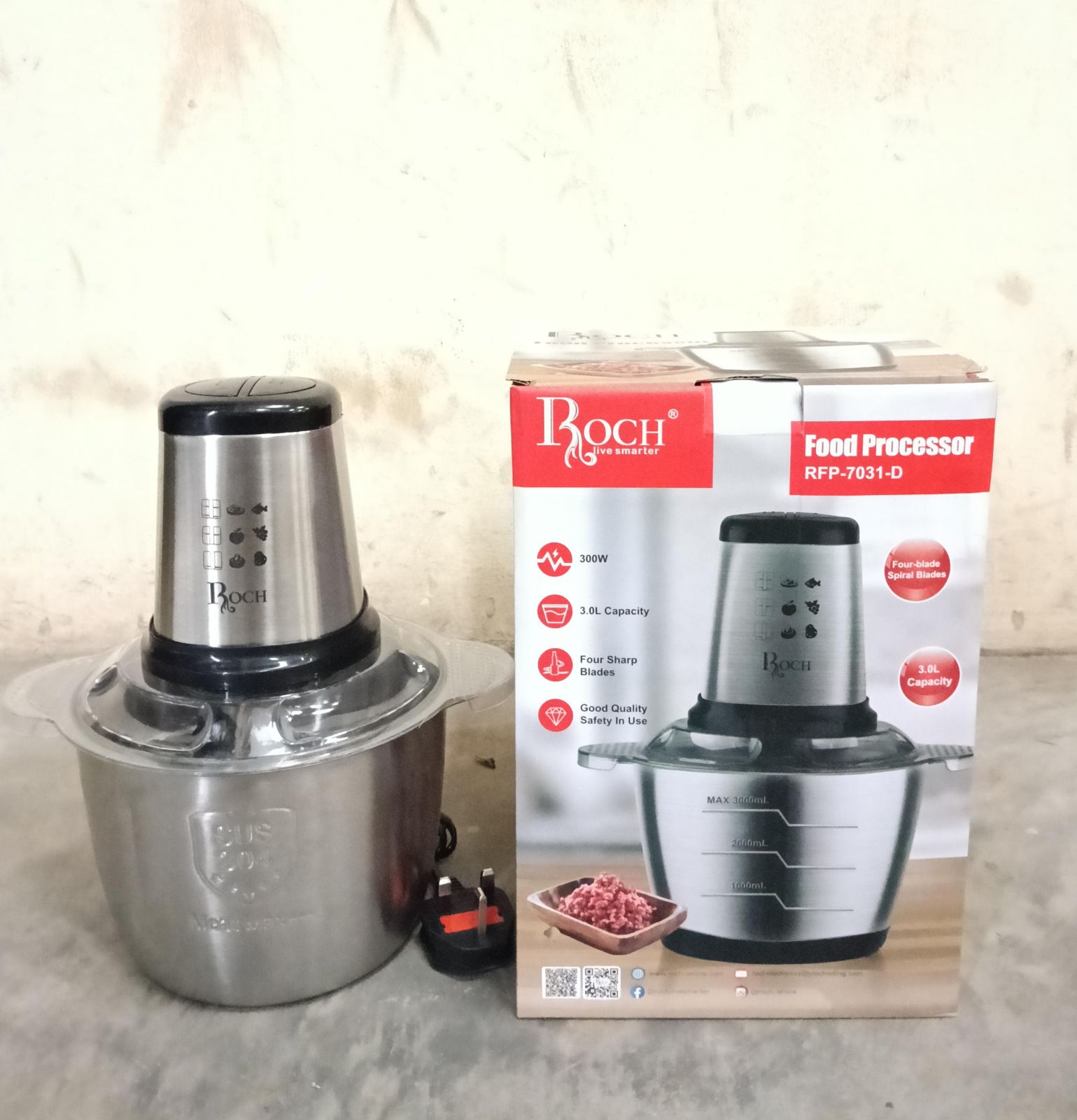 3L Stainless Steel Electric Chopper for Meat, Vegetables and Spices