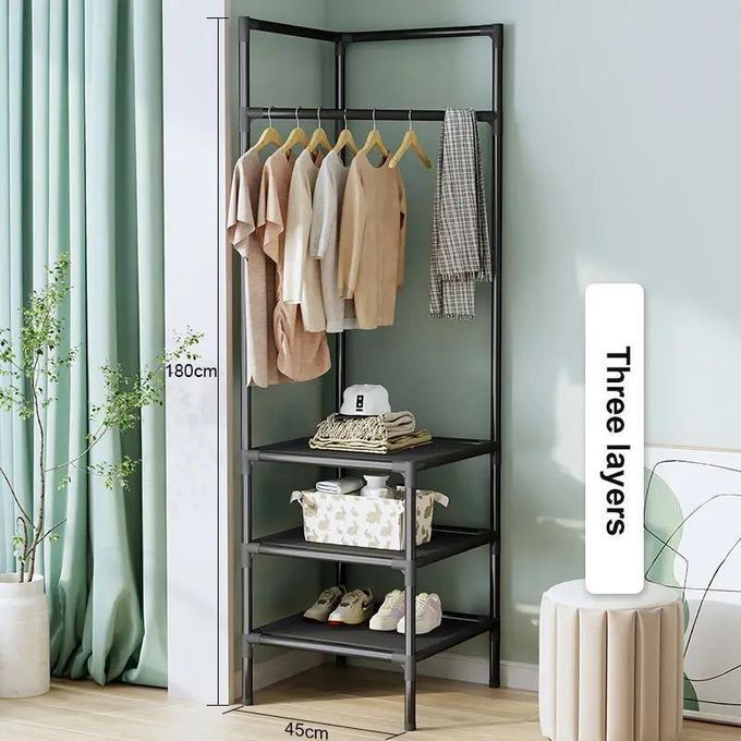 Metallic Clothes Hanger with Shelves for Shoes