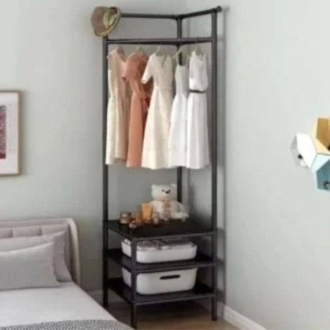 Metallic Clothes Hanger with Shelves for Shoes