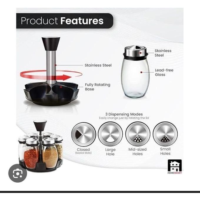 7-Piece Rotating Spice Rack Set – 6×100ml Spice Jars with Stand