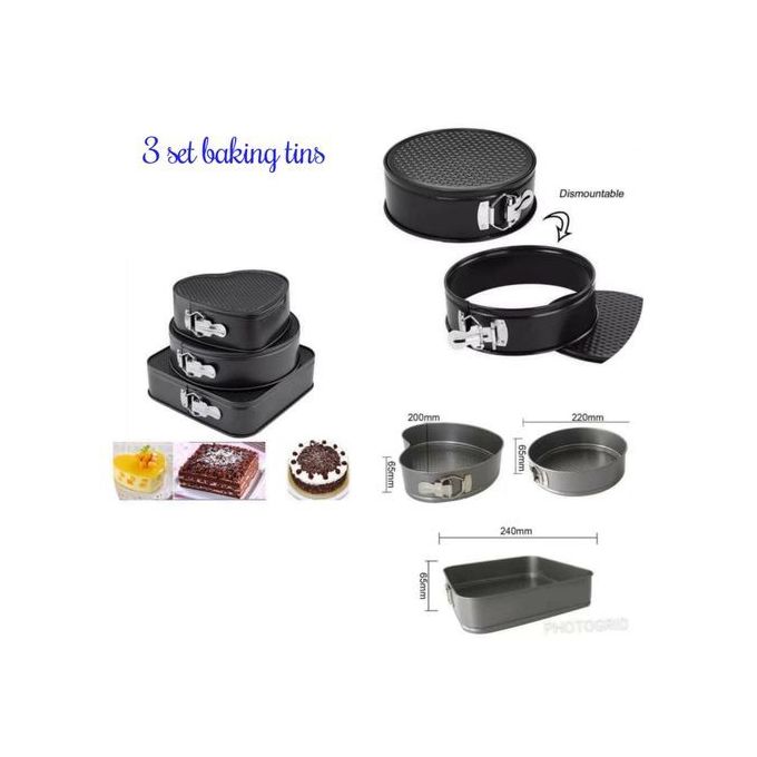3 Mixed Shapes  Quick Release Baking Tins