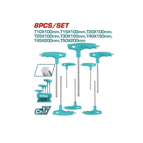 TOTAL 8PCS T-Handle Hex Wrench Set Hex Keys Allen Keys Heavy Duty CrV