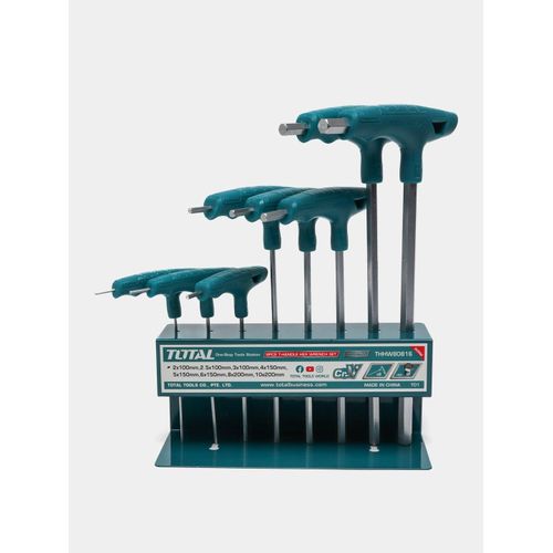 TOTAL 8PCS T-Handle Hex Wrench Set Hex Keys Allen Keys Heavy Duty CrV
