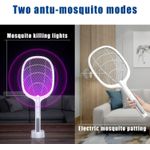 Electric Mosquito Swatter Stand Swatter Manual+ Automatic Blue Light USB Racket.