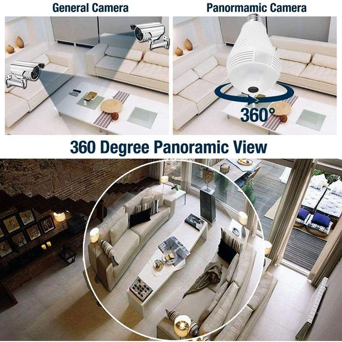 CALUS Smart Bulb 360° Security Camera, 2K 3MP 360 Degree Panoramic Indoor/Outdoor Wireless IP WiFi Camera For Baby/Pet/Nanny/Elder/Home, Color Night Vision, Motion Detection, Two Way Talk, E27 Light S