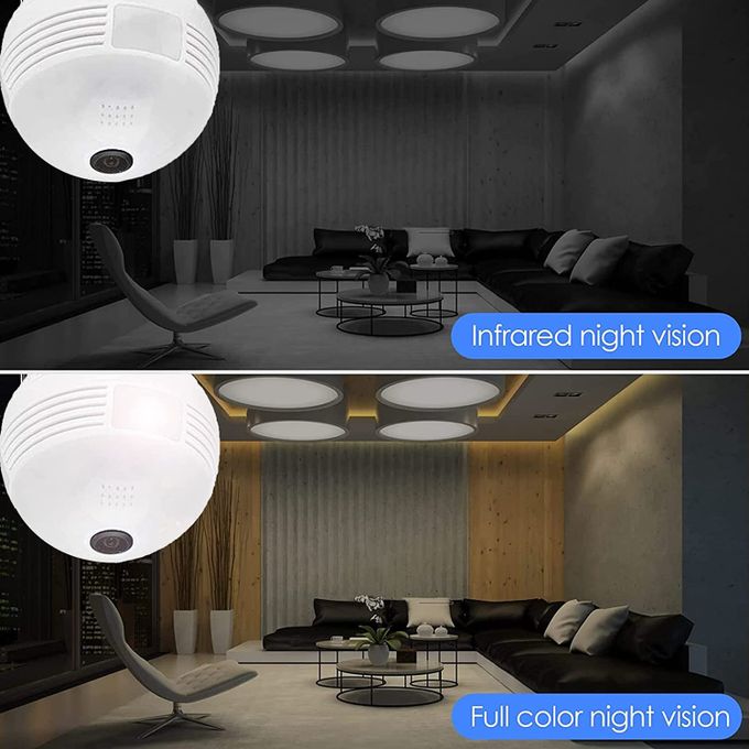 CALUS Smart Bulb 360° Security Camera, 2K 3MP 360 Degree Panoramic Indoor/Outdoor Wireless IP WiFi Camera For Baby/Pet/Nanny/Elder/Home, Color Night Vision, Motion Detection, Two Way Talk, E27 Light S