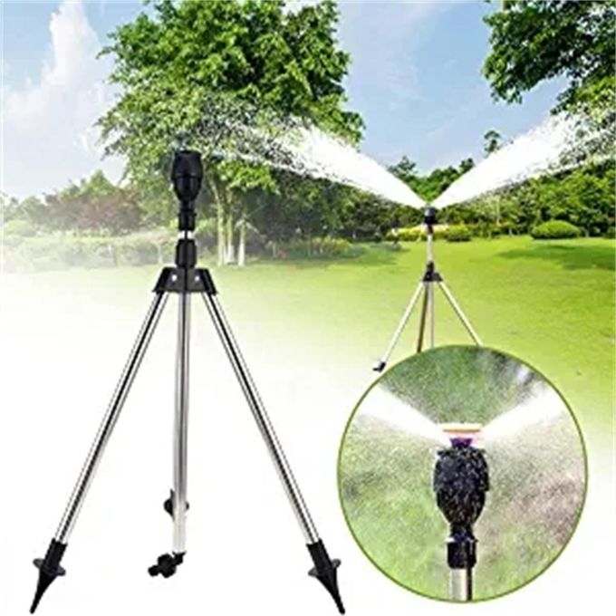 Rotating Tripod Sprinkler Metallic Water Sprinklers with Tripod Spike Stand Garden Irrigation Impulse Sprinkler with Tripod