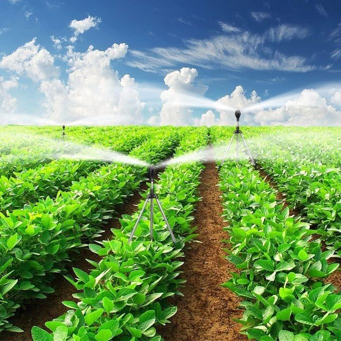 Rotating Tripod Sprinkler Metallic Water Sprinklers with Tripod Spike Stand Garden Irrigation Impulse Sprinkler with Tripod